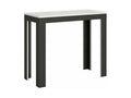 Extendable wooden console table with 4 wood and anthracite steel legs - White color - Legs and support on Elariva - 3 extensions QJEP94385