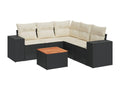 6-piece garden furniture set with cushions, black woven resin PQCH01822