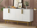 Modern and elegant sideboard - 4 doors with gold metal handles - White Lacquered FNML60014