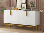 Modern and elegant sideboard - 4 doors with gold metal handles - White Lacquered FNML60014