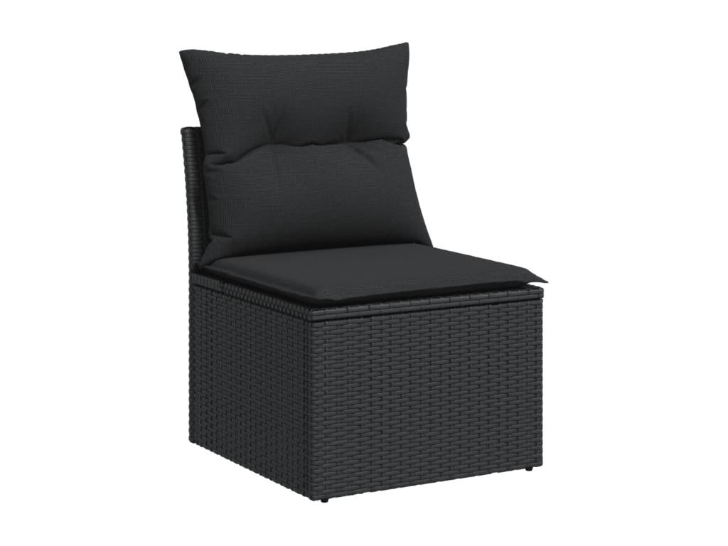 5-piece garden furniture set with cushions, black wicker resin KWMT87006