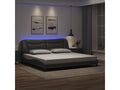 Bed frame with LED lighting, mattress not included, grey, 200x200 cm, MLIZ47366