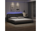 Bed frame with LED lighting, mattress not included, grey, 200x200 cm, MLIZ47366
