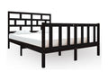 Black bed frame, solid pine wood, 135x190 cm, double, LMGL85164