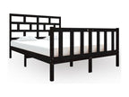 Black bed frame, solid pine wood, 135x190 cm, double, LMGL85164
