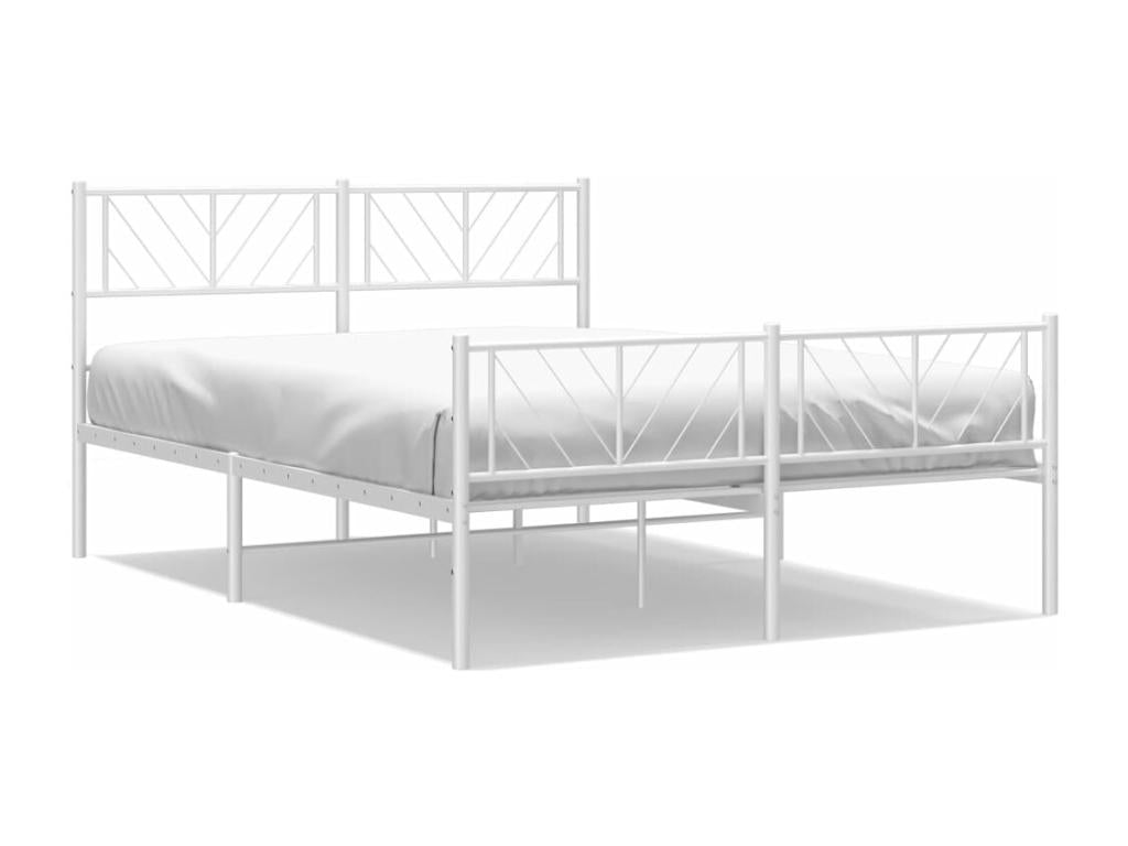 Metal bed frame with headboard and footboard, white, 150x200 cm, LQKG88052