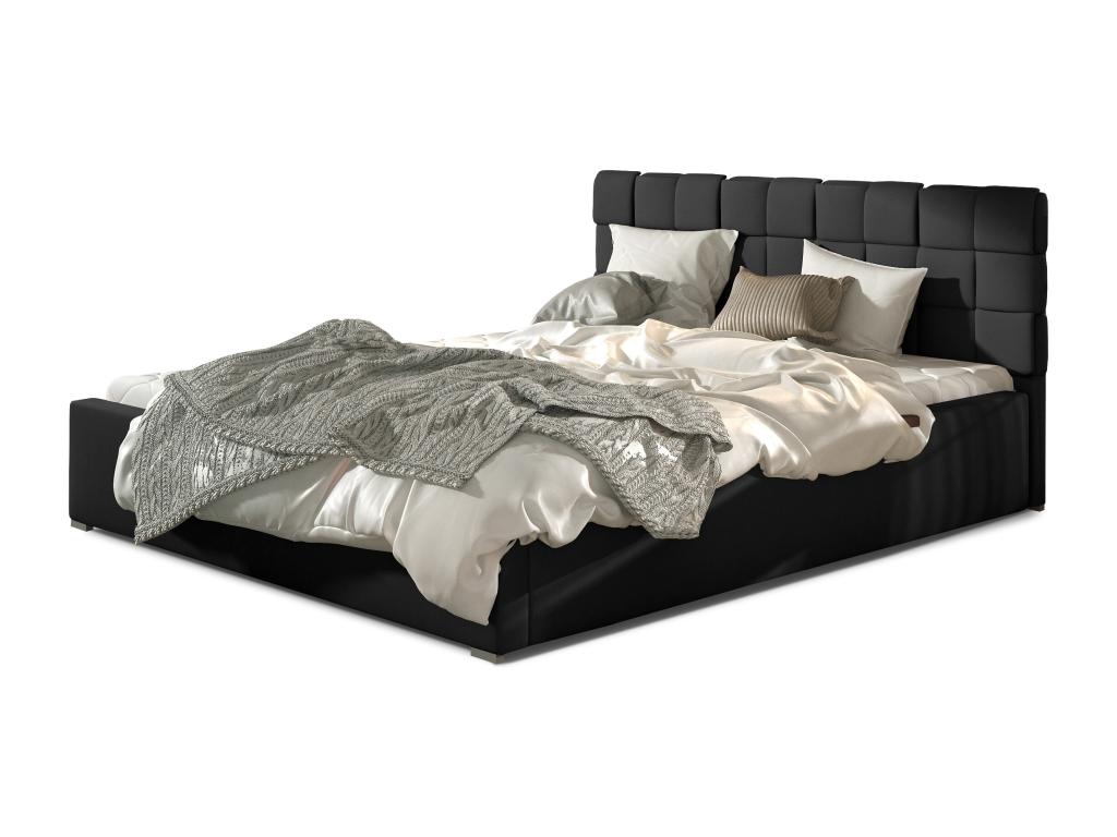 Dormeva YZTX76889 160x200cm Upholstered Black Faux Leather Bed with Storage