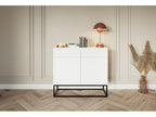 Two-door chest of drawers - 100 cm white with black legs - Lysvia IKQN81759