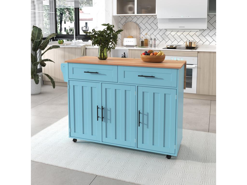 Sideboard with folding console - 2 drawers with storage cabinet doors - Sky Blue NGWY36628