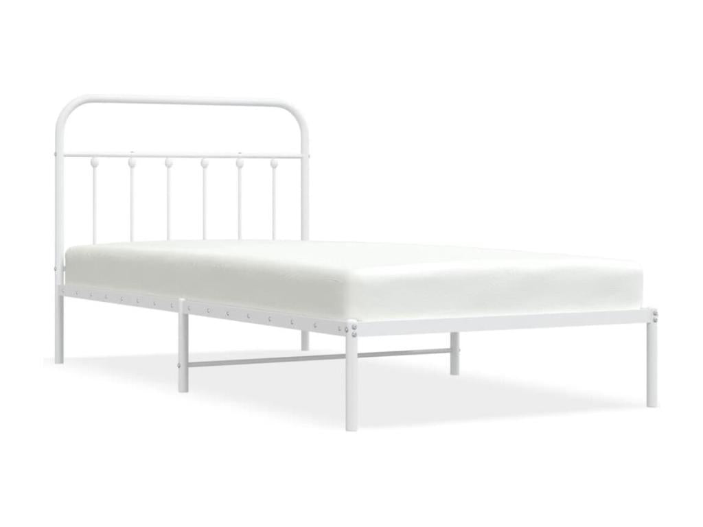 Metal bed frame with white headboard 107x203 KLSS91698