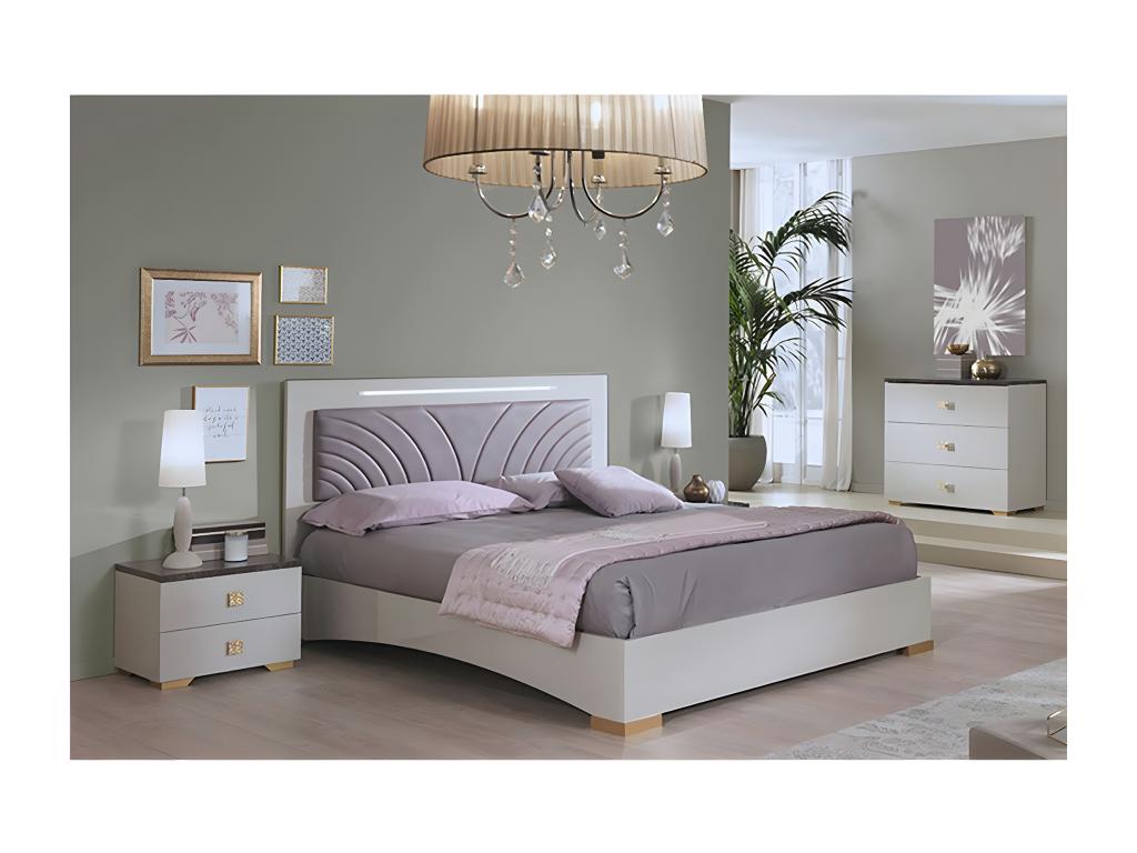 Lysvia - Bedroom 160x200cm Cream and Bronze LEDs WGQP31324