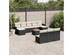 11-piece garden furniture set with cushions, black woven resin LYUW56200