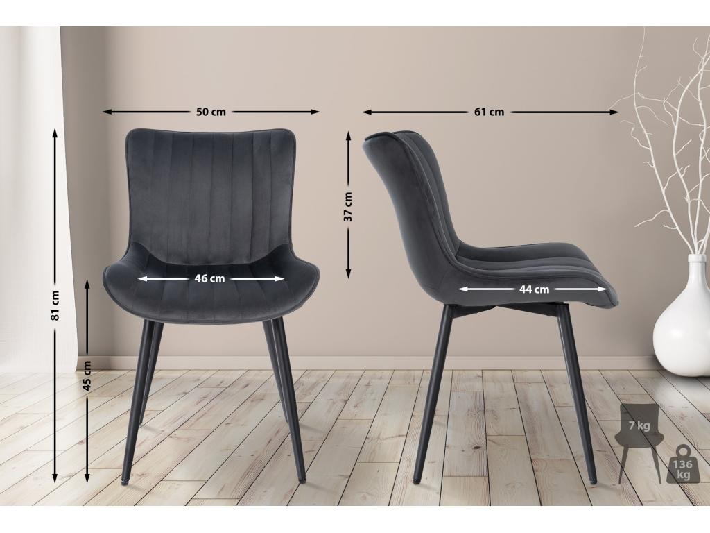Dining chair - Velvet / Metal - Dark Grey - Elariva TWAC50963