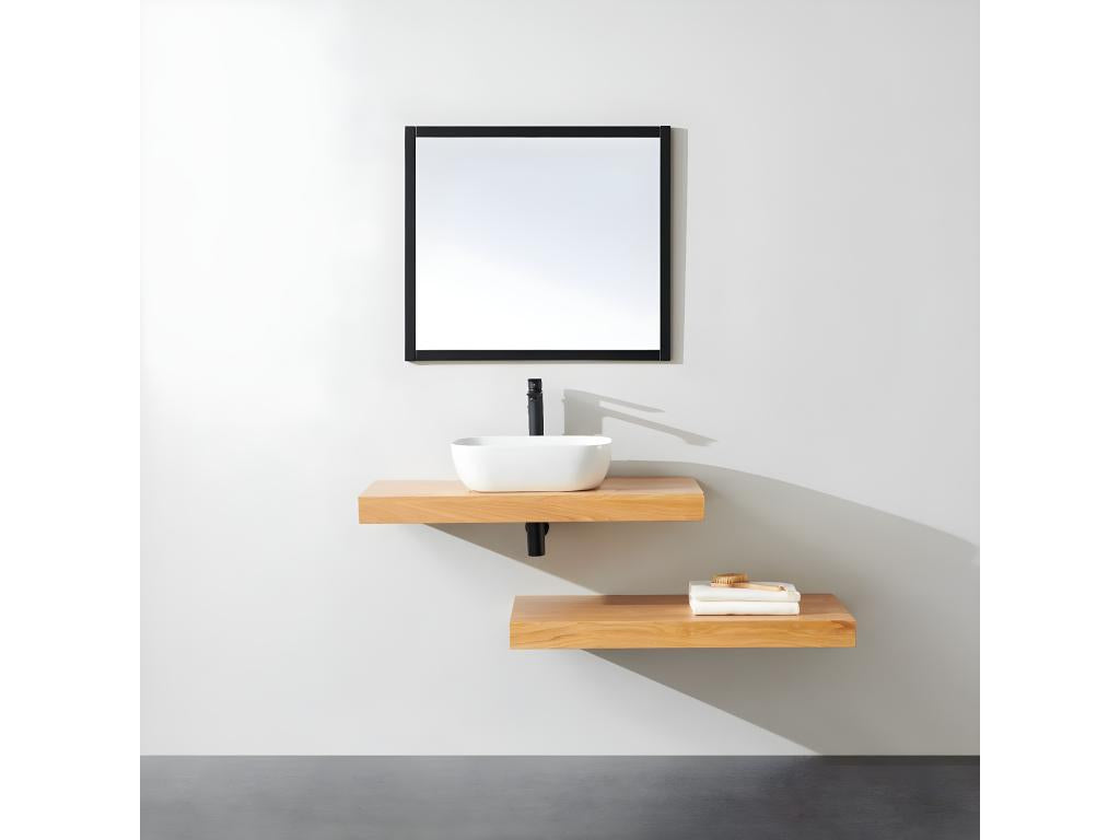 Wall-mounted washbasin unit in oak, 100x46 cm, BFJH53987