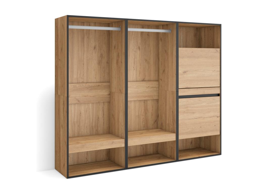 Open wardrobe 180x35x145 cm Bedroom Shoe Cabinet Oak WSHO75003