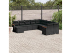 11-piece garden furniture set with cushions, black woven resin NAUD84880
