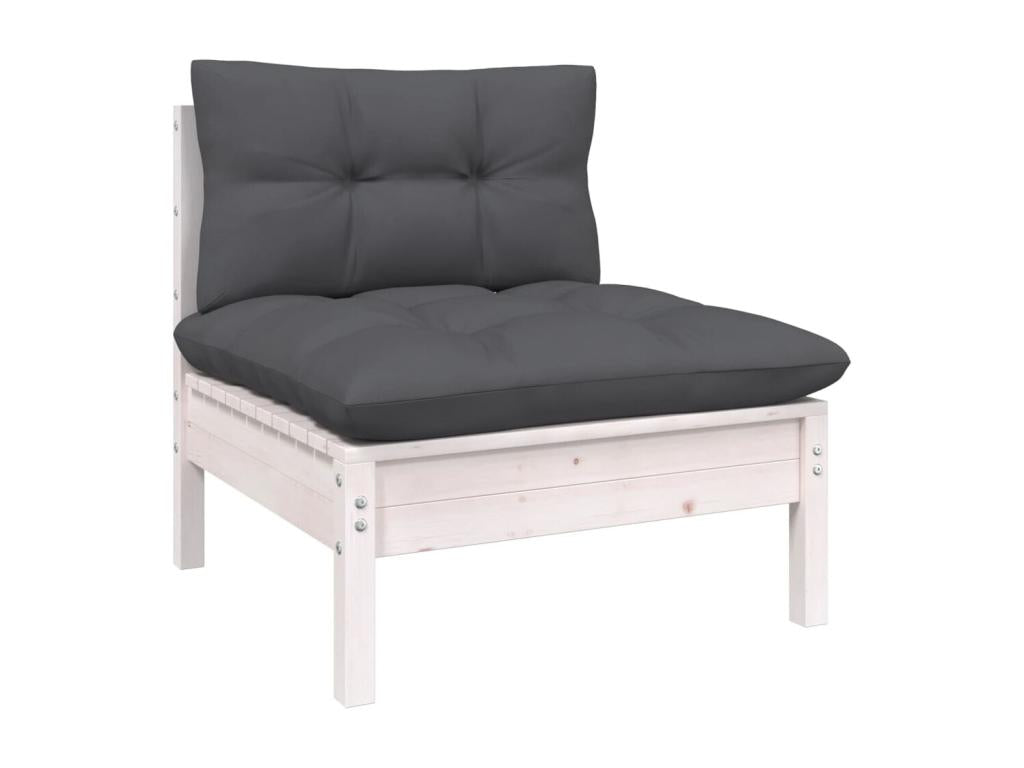 8-piece garden furniture set with cushions, white, solid pine wood GKZX77115