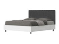 Lysvia HLYZ40697 160x190cm White Ash Container Double Bed with Grey Microfiber Headboard