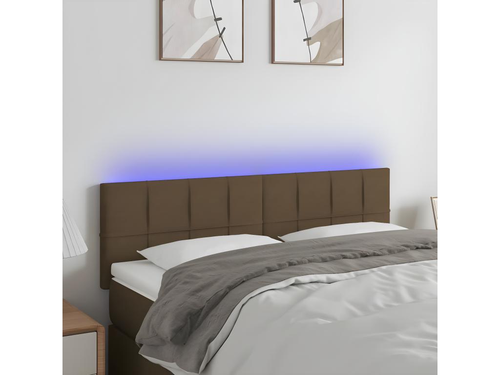 Dark Brown LED Headboard 144x5x78/88 cm Fabric OGMJ73973