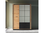 Lysvia 3-Door 2-Drawer Wardrobe, Wood and Black WHGK61650