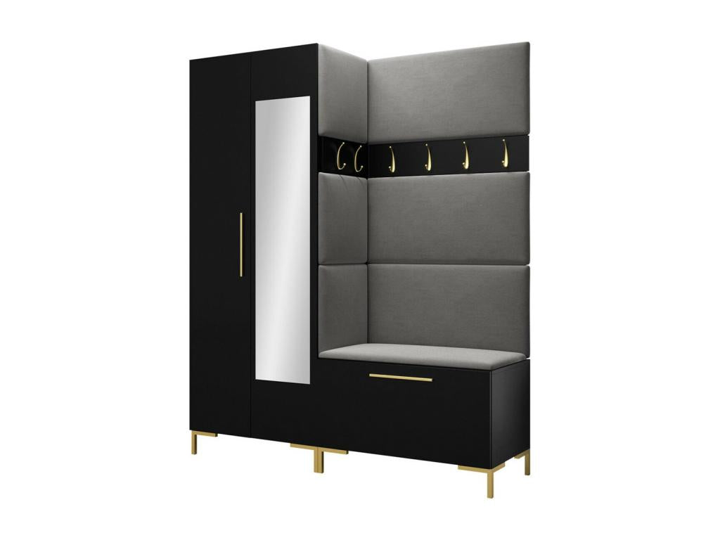 Lysvia 107 Hallway Unit 196x158x46cm Black Laminate Mirror - Tapestry JLFV22845