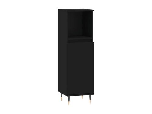 Black bathroom cabinet 30x30x100 cm engineered wood NDXQ94886