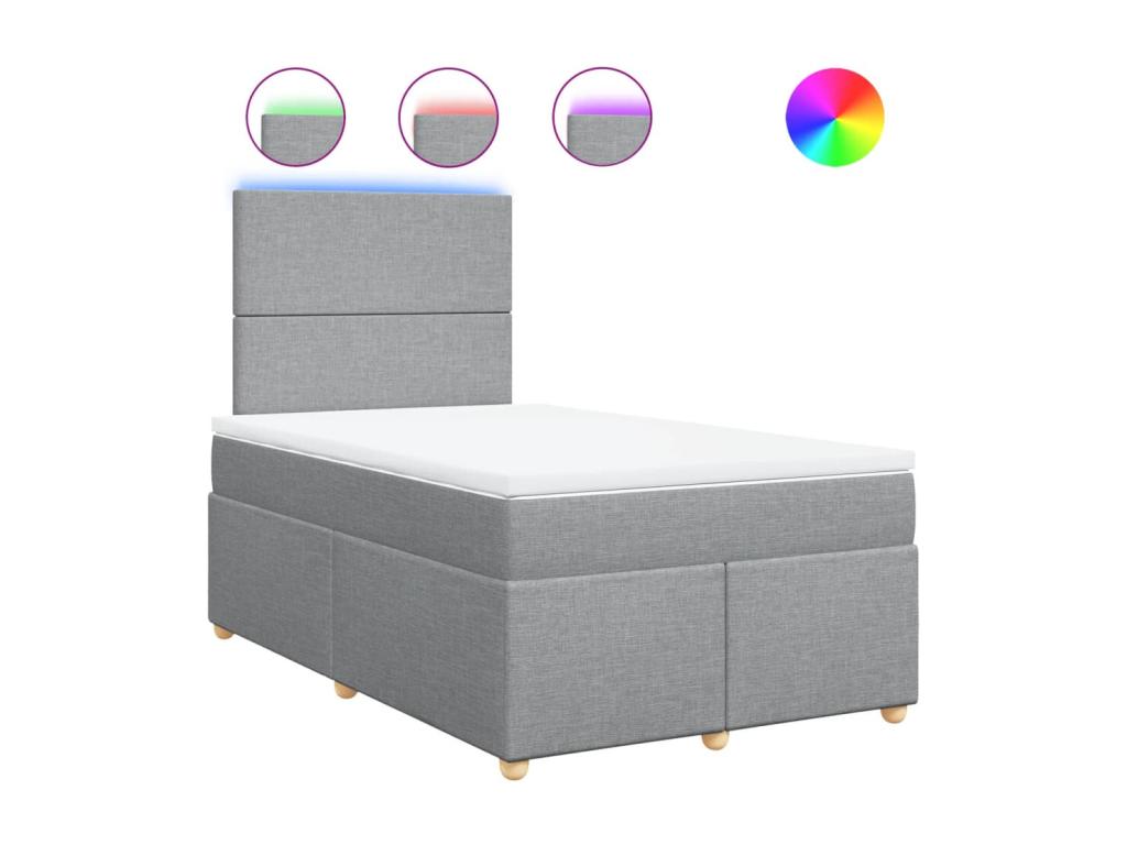 Bed base and light grey mattress 120x190 cm fabric FSJJ18752