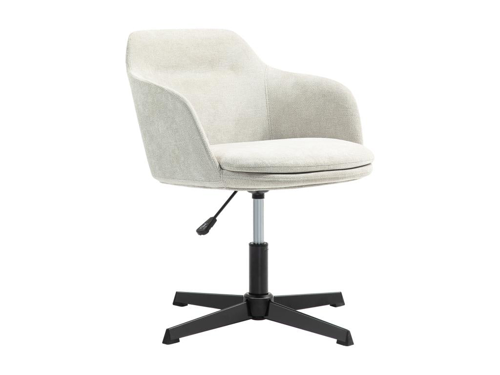 Designer wrap-around office chair - black steel base, beige linen-feel fabric RXGB74795