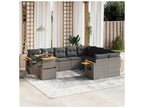 Garden furniture set with cushions, 10 pieces, grey woven resin FUXL37007