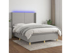 Upholstered bed base and mattress with LED lighting, light grey, 140x200 cm, fabric CHAZ30017