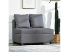 Sofa bed, convertible sofa with reclining backrest, 2 cushions included, tufted-effect seat, grey fabric KQGE23913