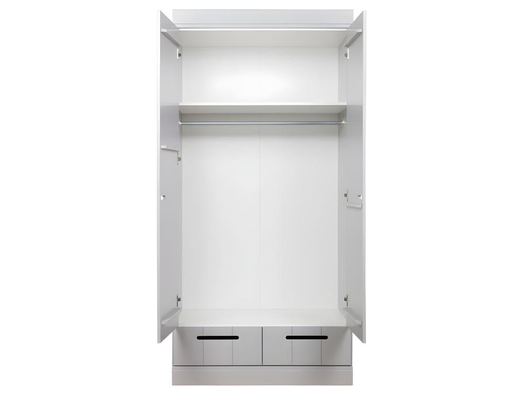 Lysvia - Pine wardrobe with 2 doors and 2 drawers - Concrete grey VPDP16450