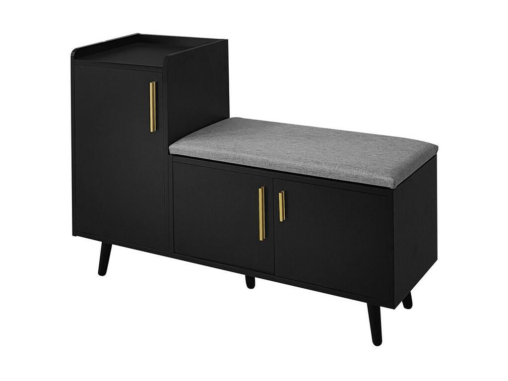 Shoe cabinet - with a bench and 3 doors - Black OGTB49402