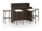 5-Piece Garden Bar Set with Cushions, Brown MUHQ89215