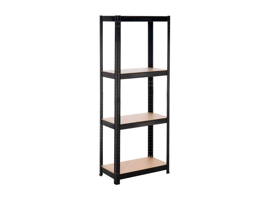 Metal shelving unit with 4 adjustable shelves, 148x60x30cm, 240kg, black, Lysvia MKEC16448