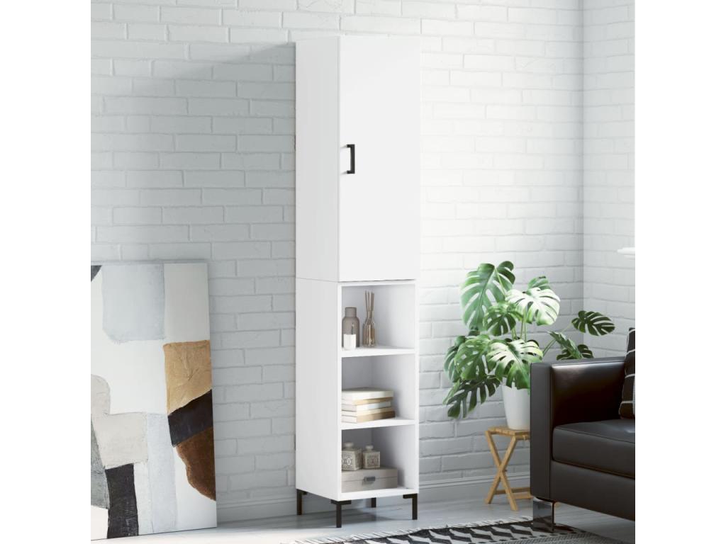 White Highboard 34.5x34x180 cm Engineered Wood HNLQ21087