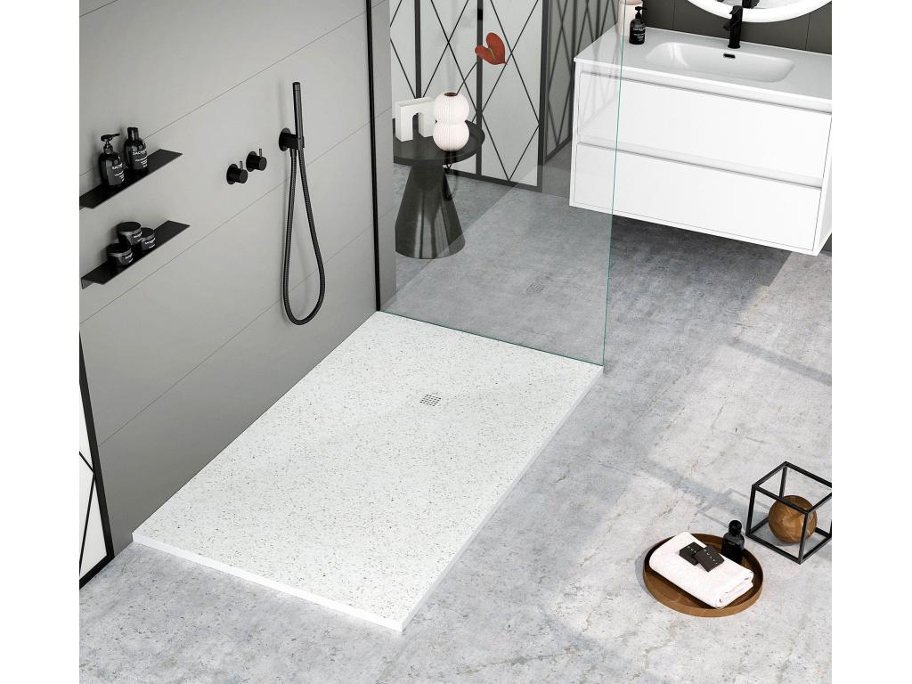 Lysvia White Shower Tray with Smooth Finish, Lysvia 3D Color Grid - 150x90 cm UENB29869