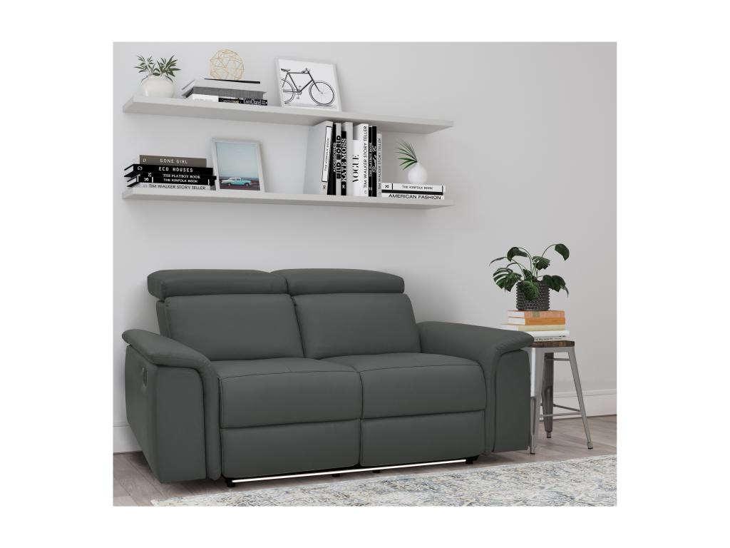 Pareli - 2-seater sofa with manual function in grey PU VMOW77970