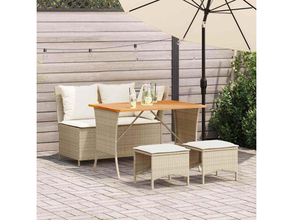 4-piece beige woven resin garden dining set with cushions XXXX75103