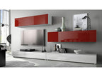 Wall unit with matte white body/high-gloss white and high-gloss burgundy fronts, 147x280x39 cm, KMCT43812