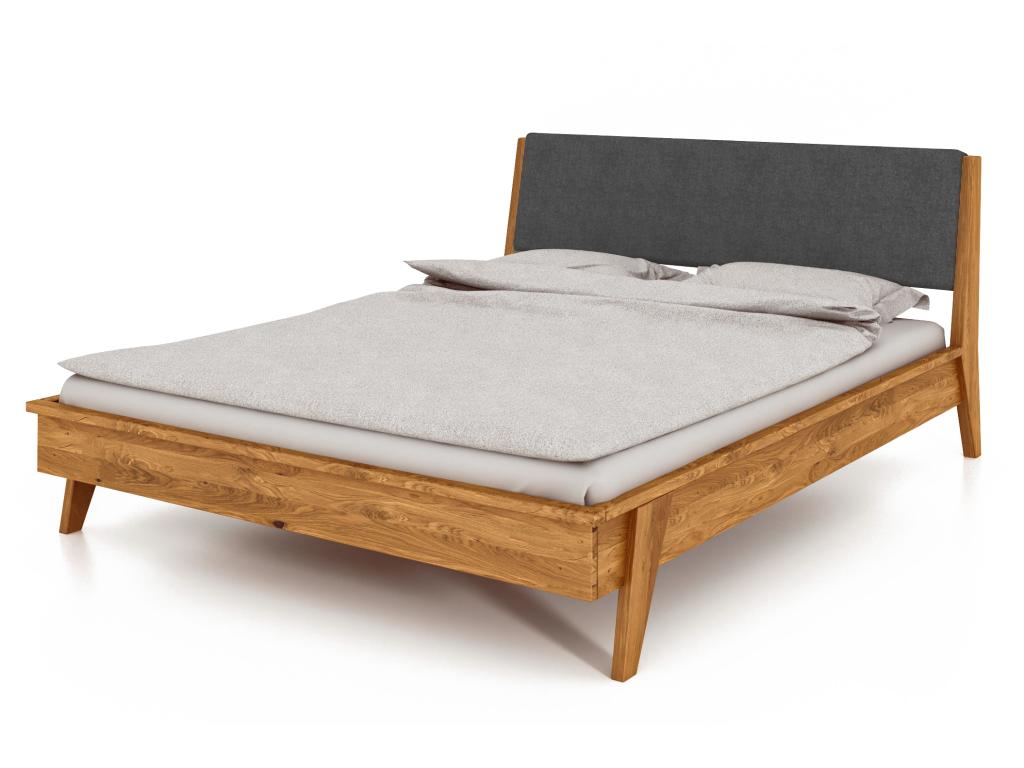 RETRO - Bed with upholstered headboard 100x200 in natural oiled wild oak TEVT12154