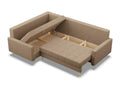 Left Corner Sofa with Ottoman Bed Function Brown RLEN65191