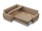 Left Corner Sofa with Ottoman Bed Function Brown RLEN65191