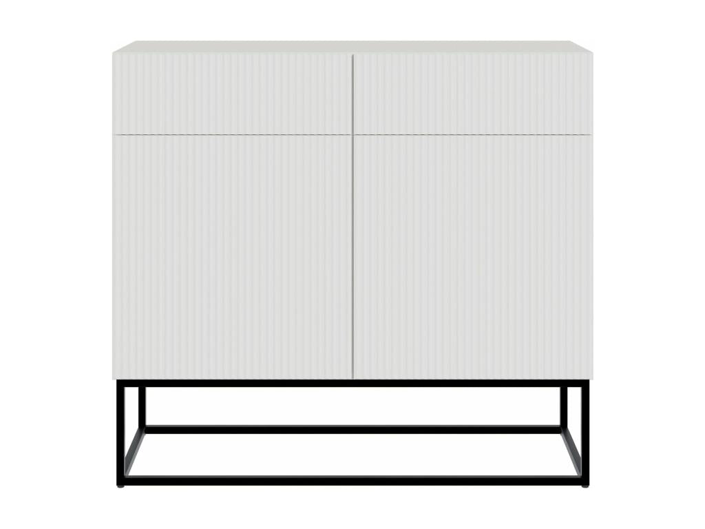 Two-door chest of drawers - 100 cm white with black legs - Lysvia IKQN81759