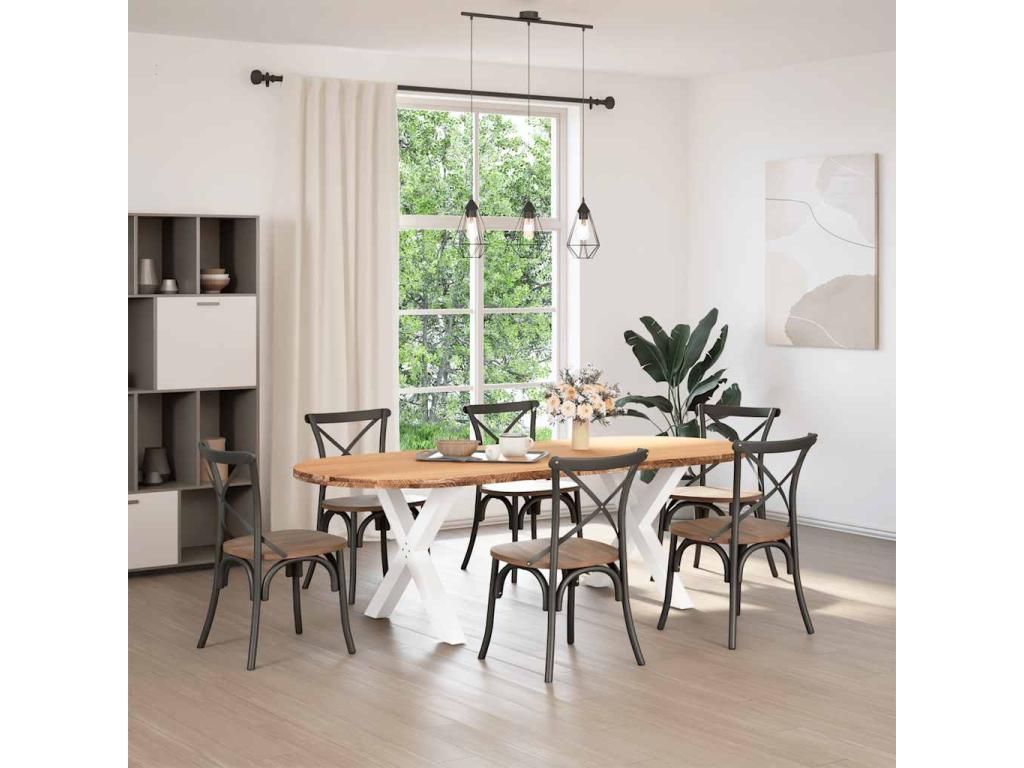Light brown oval solid oak dining table SPEL74693