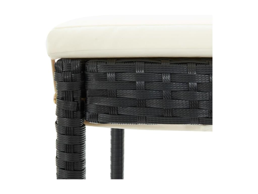 5-piece garden bar set and cushions, black woven resin PXKV67156