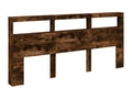 Headboard wardrobe with LED lighting, smoked oak, 220x17x102 cm, SVBR67981