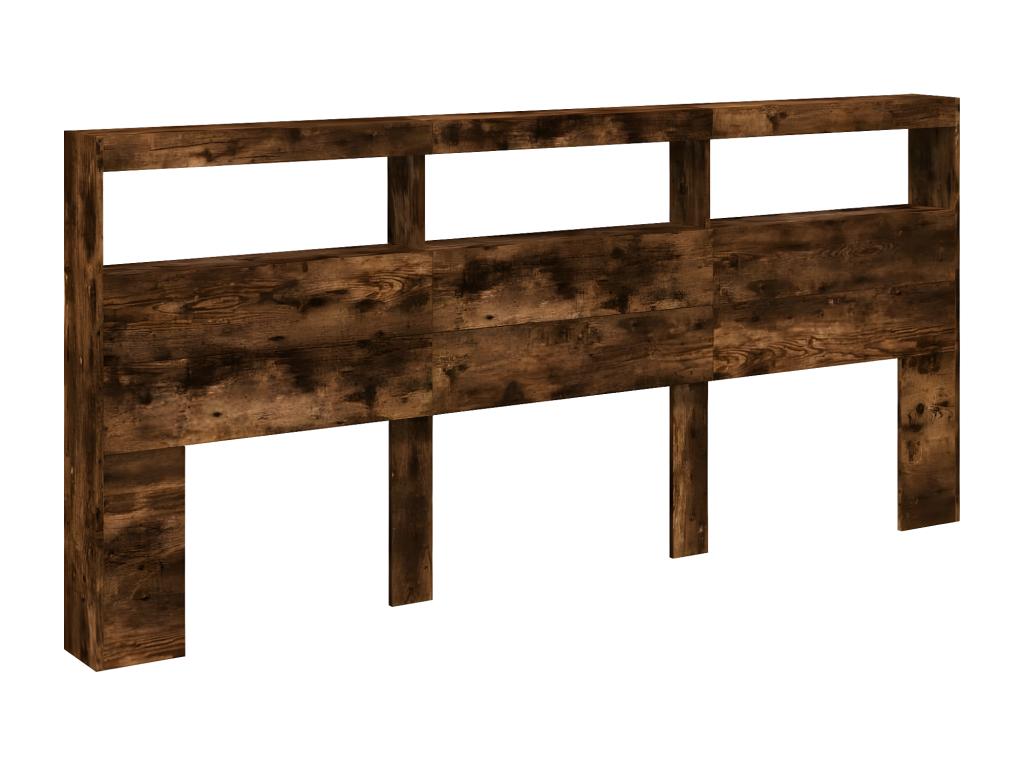 Headboard wardrobe with LED lighting, smoked oak, 220x17x102 cm, SVBR67981