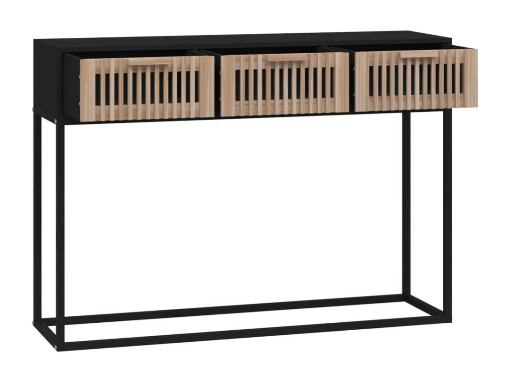 Black console table 105x30x75 engineered wood and iron ICHZ14029