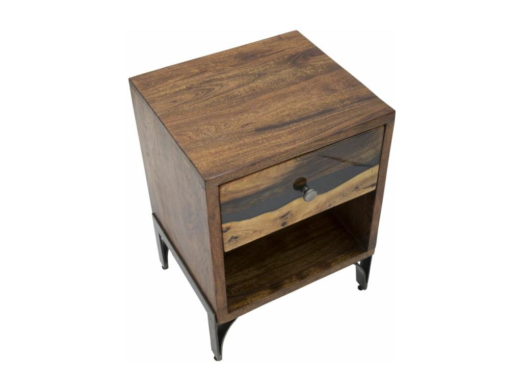 Brown wooden bedside table with drawer, 44x40x60 cm, FUXM76945